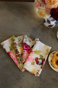 Linen Napkin Set- Peony Rose